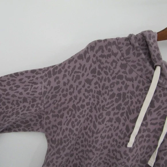 Womens M Purple Leopard Print Hoodie Casual Cozy Streetwear Layering Top - Picture 5 of 13